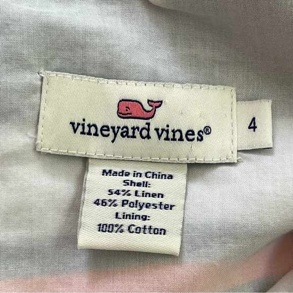 Vineyard Vines St Jean Summer Stripe Dress double v neck linen blend side zip 4 - Picture 4 of 8